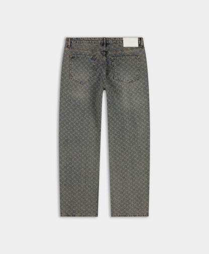 Seal Beige Faded Monogram Amba Jeans
