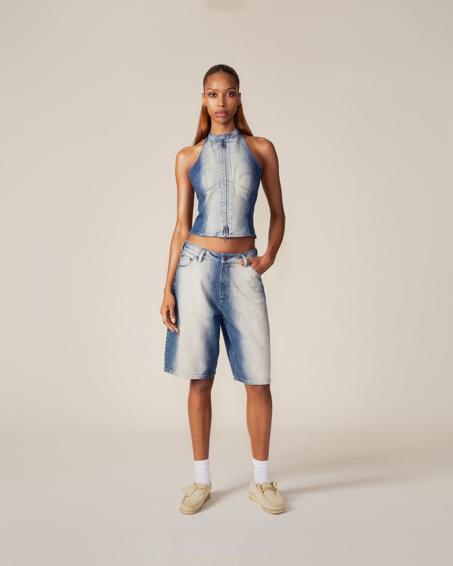 Bleached Denim Blue Top