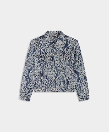 Dark Blue Denim Macrame Jacket