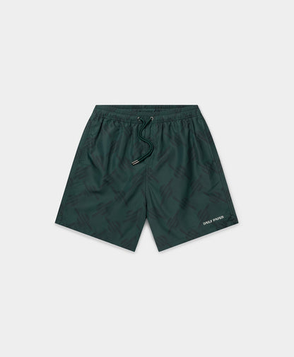Bistro Green Dotted Monogram Swimshorts