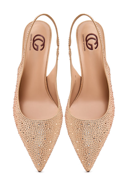 Jewel Suede High Heeled Pumps Samantha - Gold