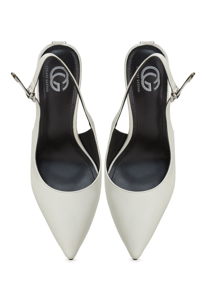 Pumps With Metallic Stilleto Heel - White