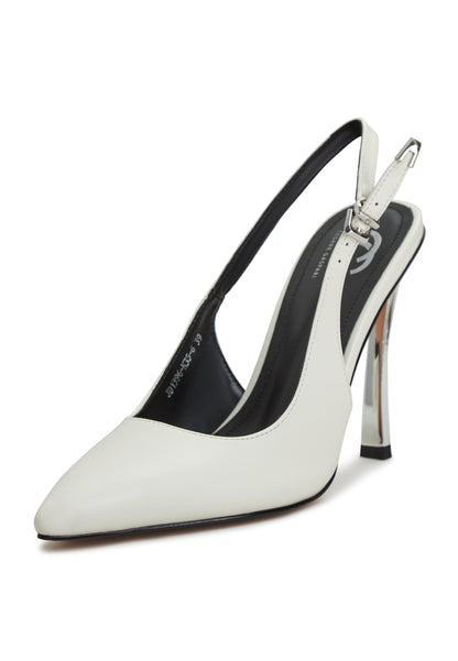 Pumps With Metallic Stilleto Heel - White