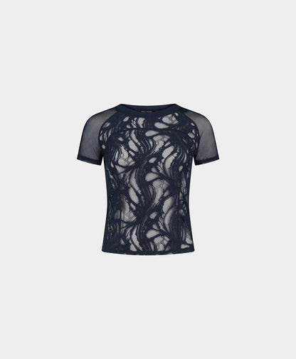 Maritime Blue Lace Top