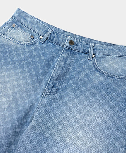 Blue Monogram Denim Shorts