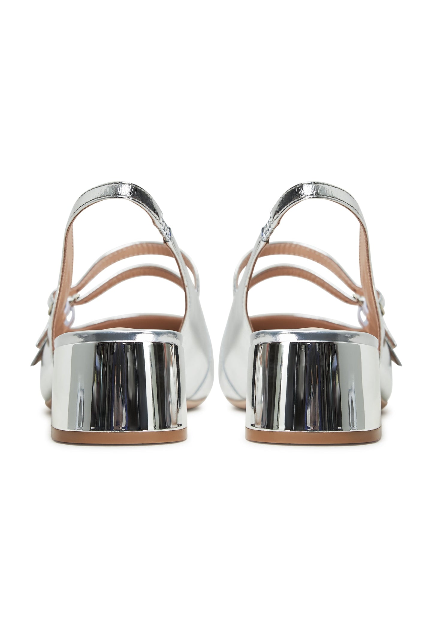 Slingback Block Heels Pumps Marisol - Silver