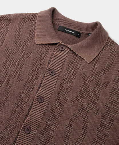 Bordeaux Red Shield Cable Cardigan