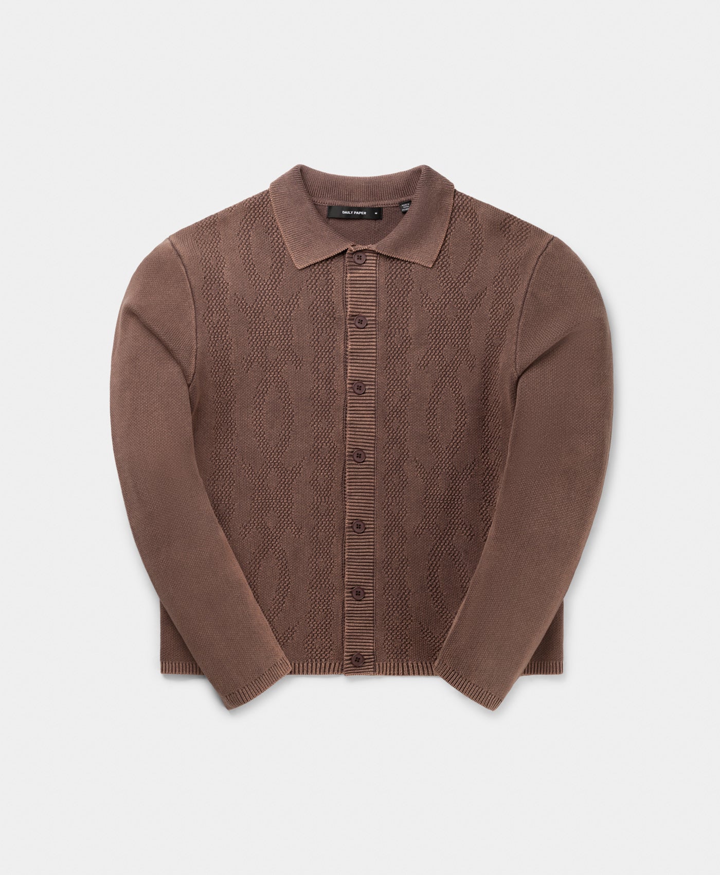 Bordeaux Red Shield Cable Cardigan