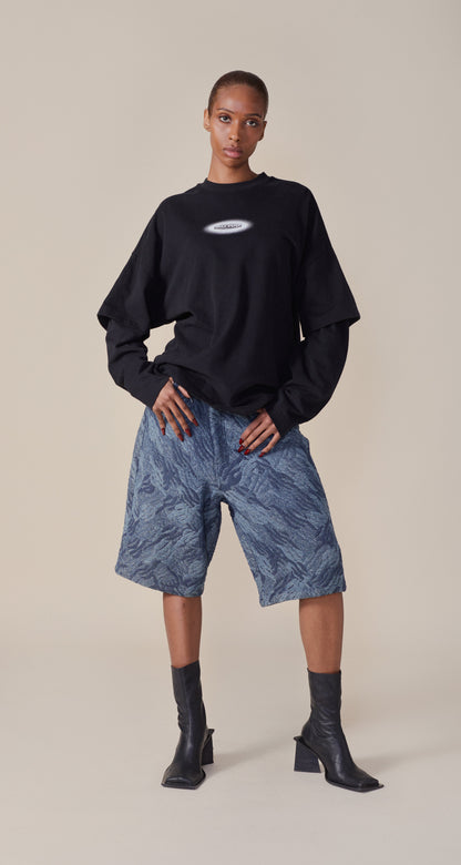 Camo Monogram Jeans Shorts