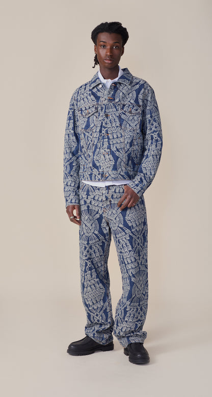 Dark Blue Denim Macrame Jacket