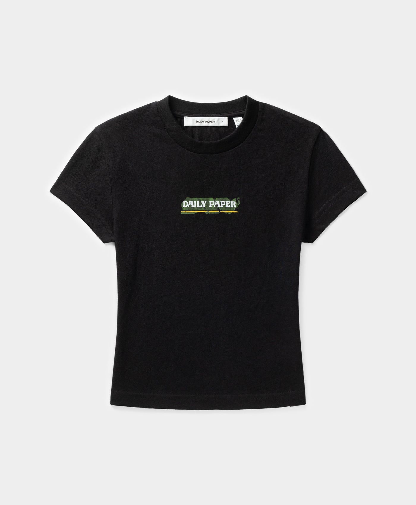 Black Sticker Cap Sleeve T-Shirt