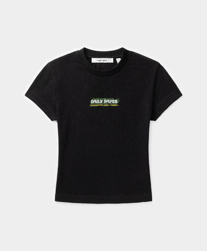 Black Sticker Cap Sleeve T-Shirt