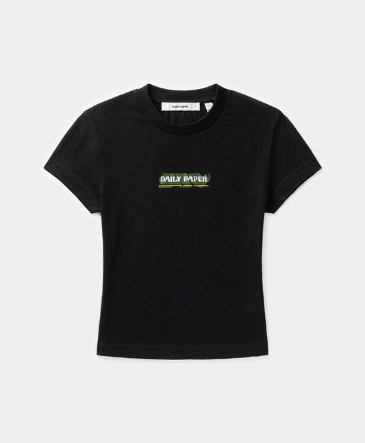 Black Sticker Cap Sleeve T-Shirt