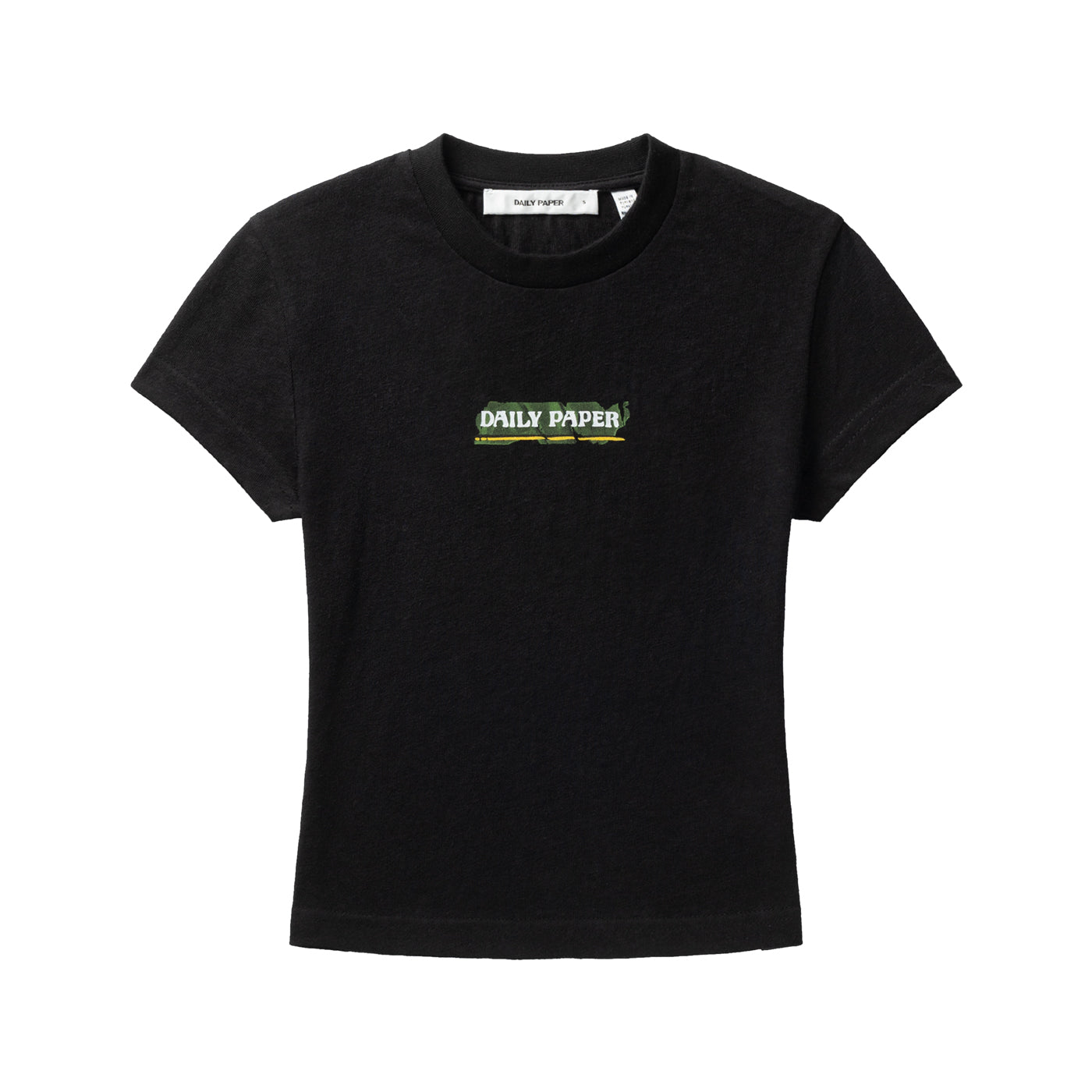 Black Sticker Cap Sleeve T-Shirt
