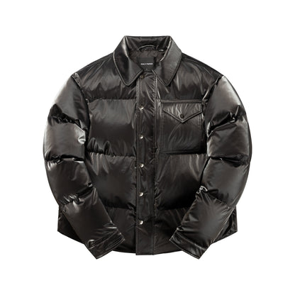 Obsidian Black Whole Shirt Puffer Jacket
