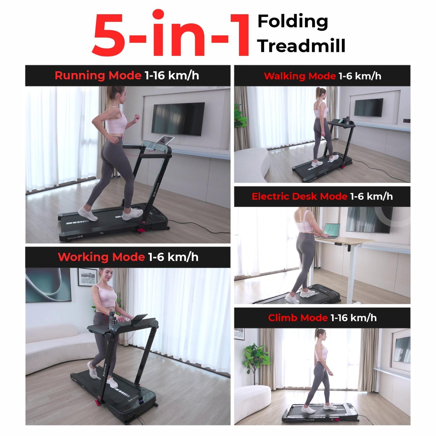 Folding Treadmill | Auto-Incline, Bluetooth, 4.5HP, Warranty
