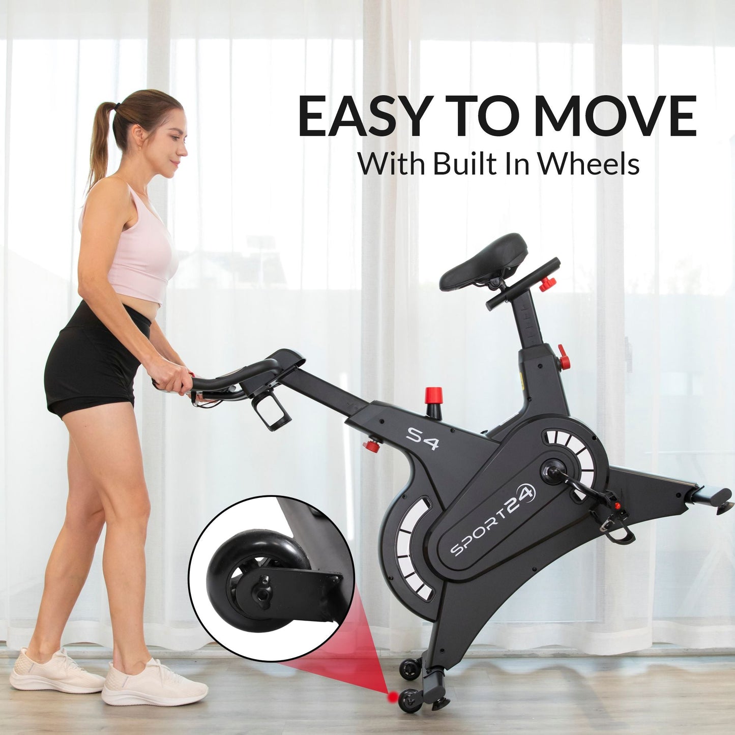 Sport24 Exercise Bike | Upright Spin, LCD, App, 8kg Flywheel
