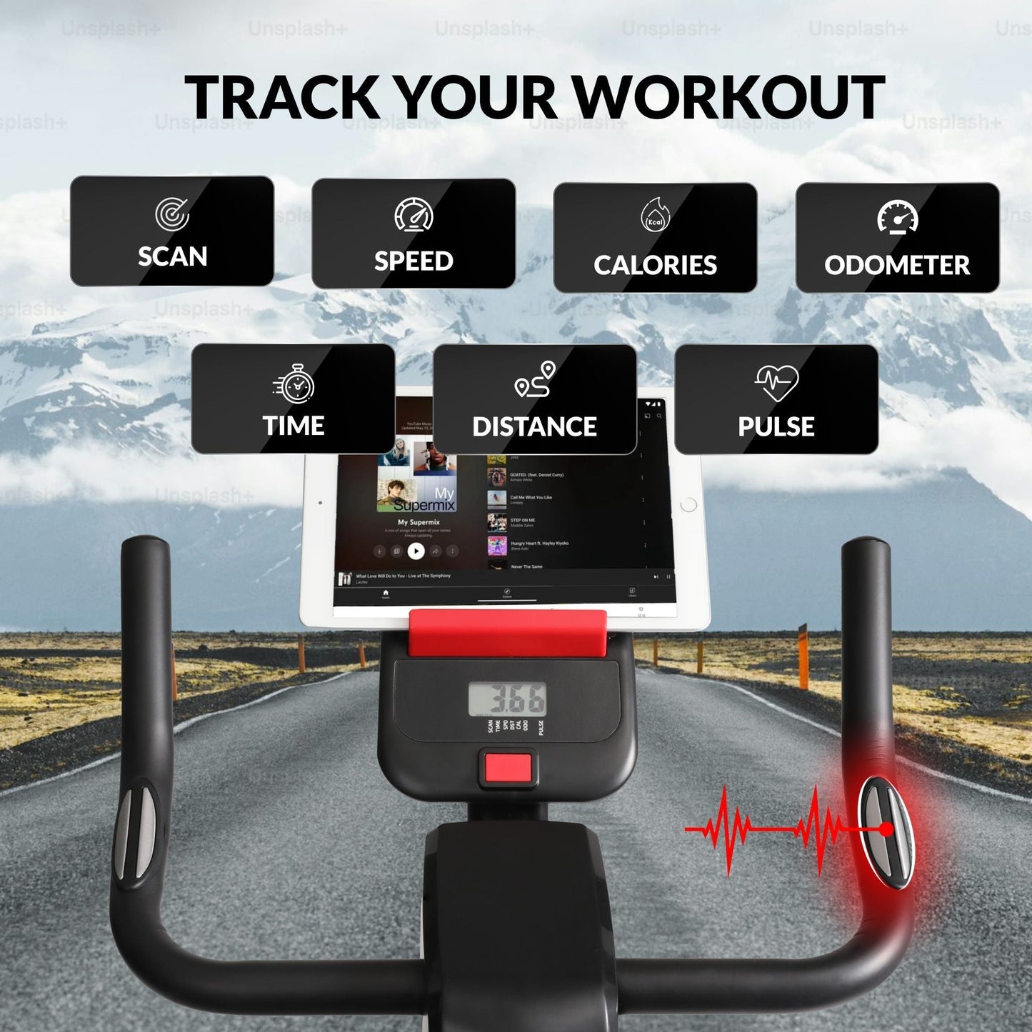 Sport24 Exercise Bike | Upright Spin, LCD, App, 8kg Flywheel